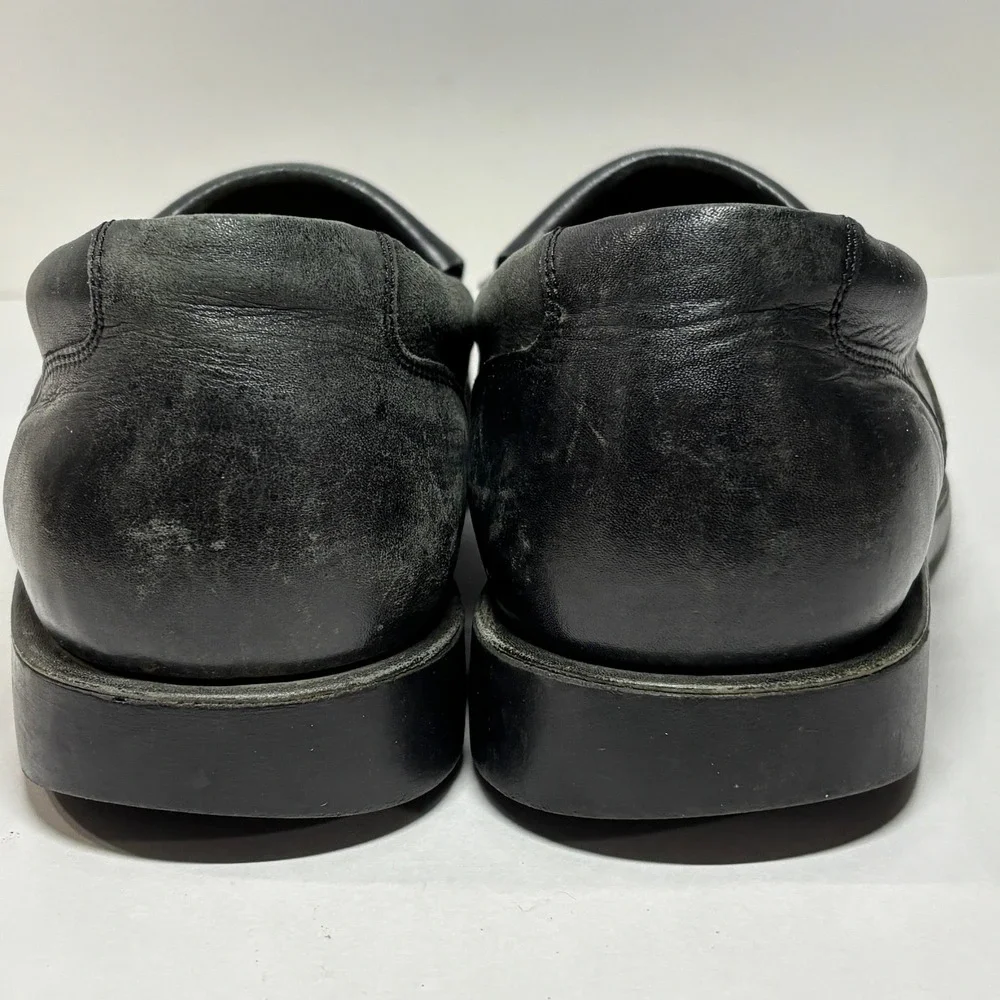 Sandro Moscoloni Tassel Loafers Mens 10 Black Fair Kiltie Wingtip Leather 8101‎